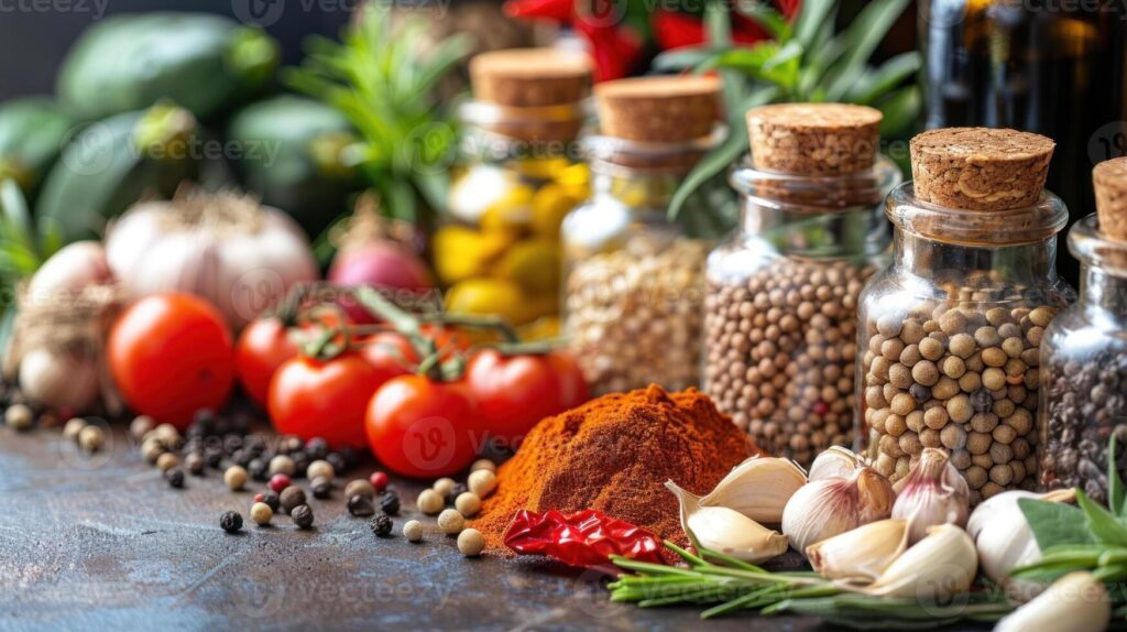 A Close Up View Of Assorted Spices Vegetables And Herbs Arranged On A Rustic Table Photo6954108781050048700 1024x574